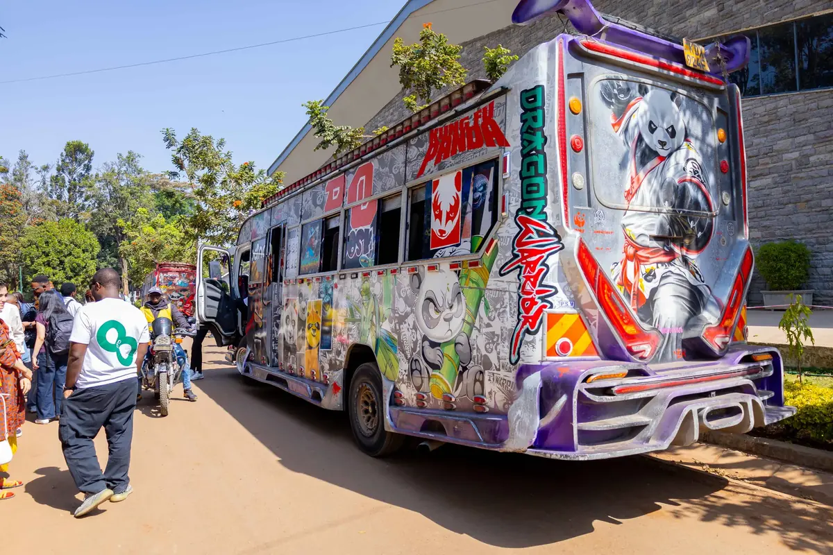 A decorated matatu at the ASK Showground