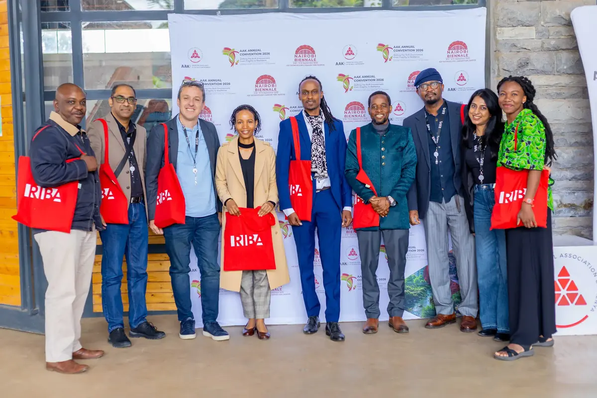 Speakers and guests at the Nairobi Biennale 2026 photo wall