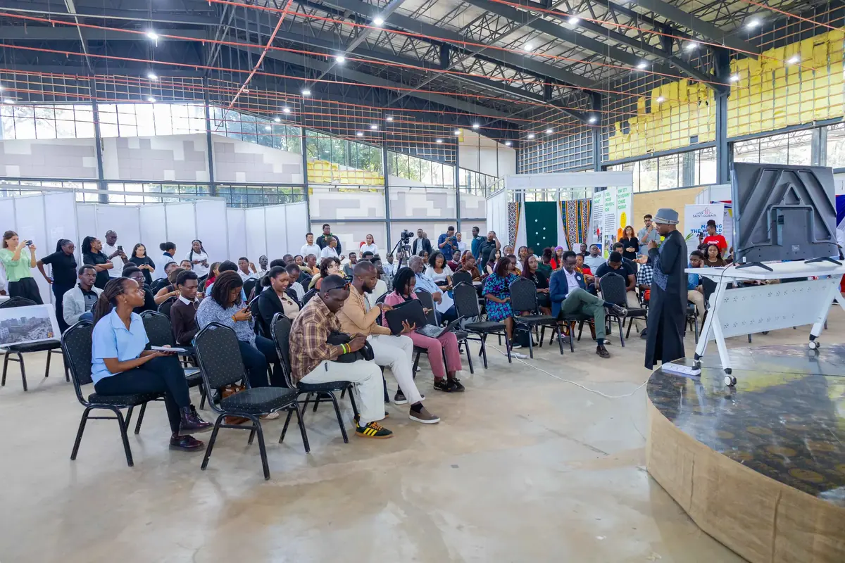 A full audience for a talk in the exhibition hall at the ASK Showground