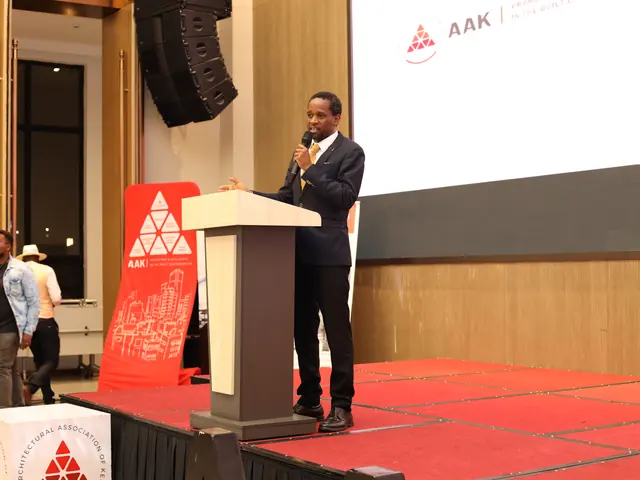 A speaker on stage at the awards evening