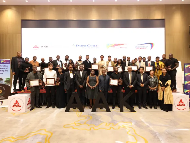 Award recipients and guests in a group photo