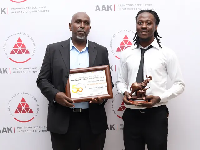 Award recipients with their trophies and certificates