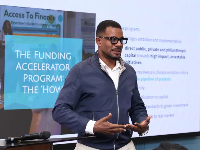 A speaker presents the funding accelerator programme