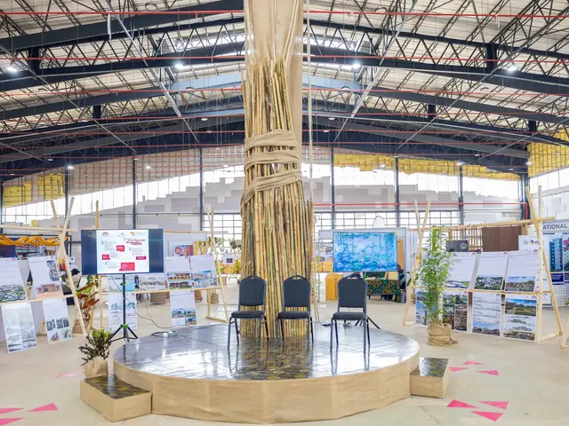 The central arena beneath the bamboo tower