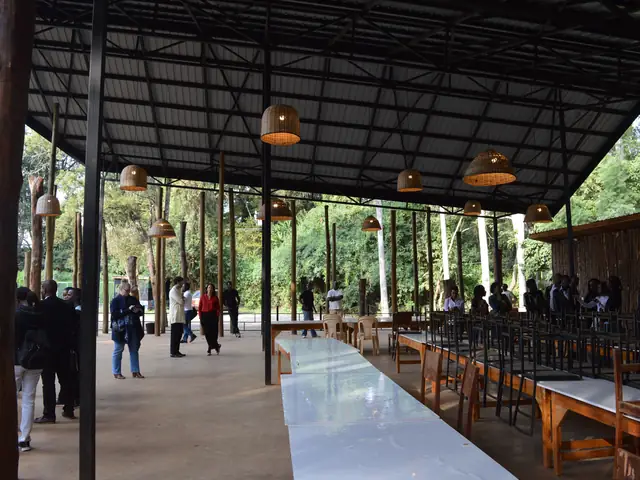 Long tables under the pavilion